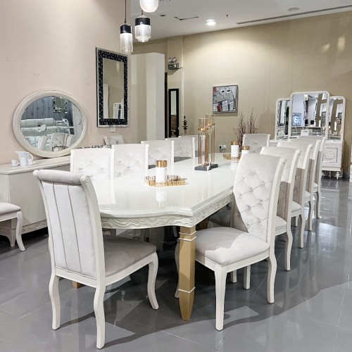 Dining table 4002 / 14 chairs + mirrored buffet